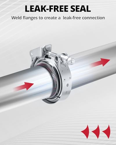 EVIL ENERGY V Band Clamp Quick Release Stainless Steel with Flange Male Female Mild Steel 3.5 Inch - size: 3.5"