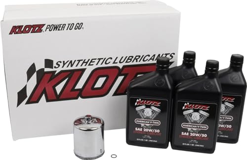 Klotz 4 Quart 20W/50 Synthetic Motor Oil Change Kit for 1986-2022 Evolution Sportster – Basic Kit - size: 4 Quart Basic - Evolution Sportster