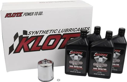 Klotz 4 Quart 20W/50 Synthetic Motor Oil Change Kit for 1986-2022 Evolution Sportster – Basic Kit - size: 4 Quart Basic - Evolution Sportster