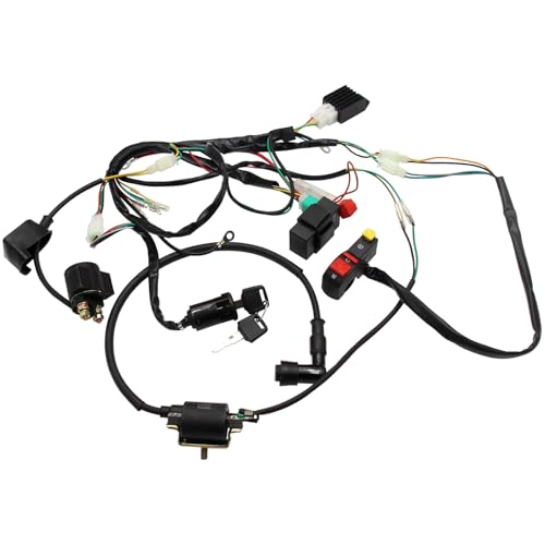 Complete Electric Start Engine Wiring Harness Loom CDI Coil Switch Kit 50cc 70cc 90cc 110cc 125cc Quad Pit Dirt Bike ATV Buggy