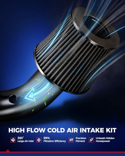 KAX 3" Universal Cold Air Intake Kit for Honda Accord (Black)