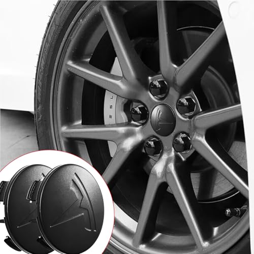 4 Pack Wheel Center Cover for Tesla Model 3 & Model Y,56mm Hubcaps Wheel Rim Cover Tesla Center Caps Hubcaps+4 Car Valve Stem Caps (Matte Black) - color: Matte Black