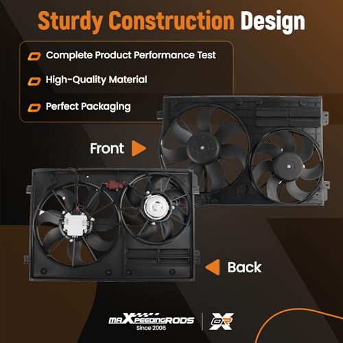 maXpeedingrods Engine Radiator Cooling Fan Assembly for Audi A3 Quattro TT Quattro for VW Beetle CC Eos Golf Jetta Passat 2005-2017 Replacement 1K0959455EA 1K0959455ES - size: 1K0959455EA