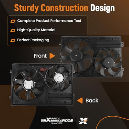 maXpeedingrods Engine Radiator Cooling Fan Assembly for Audi A3 Quattro TT Quattro for VW Beetle CC Eos Golf Jetta Passat 2005-2017 Replacement 1K0959455EA 1K0959455ES - size: 1K0959455EA