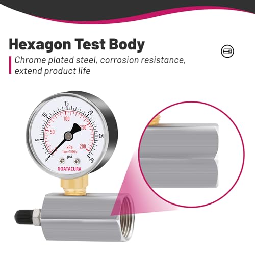 0-100psi/kpa Gas Test Pressure Gauge, 2" Dial Size, 3/4" FNPT Connection, Chrome Plated Steel Body Assembly, 3-2-3% Accuracy - size: 0-100psi, style: Chrome Plated Steel Body