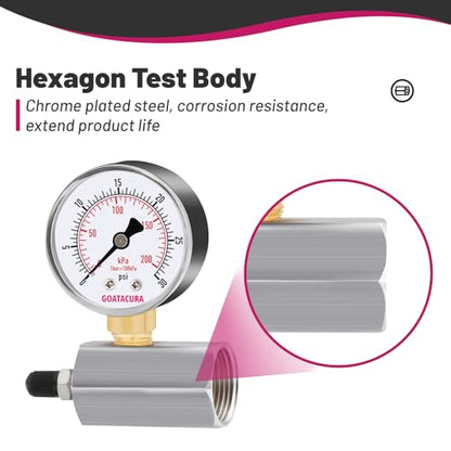 0-100psi/kpa Gas Test Pressure Gauge, 2" Dial Size, 3/4" FNPT Connection, Chrome Plated Steel Body Assembly, 3-2-3% Accuracy - size: 0-100psi, style: Chrome Plated Steel Body