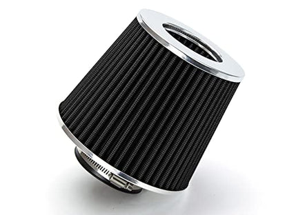 Rtunes Racing 3.25-Inch 83mm Washable Dry Clamp-On Cone Air Filter, Black - size: Universal 3.25"