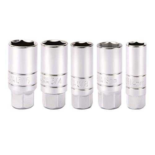 CASOMAN 3/8-Inch Drive Spark Plug Socket Set, 6-Point, 5/8-Inch, 3/4-Inch, 13/16-Inch, 14mm, 18mm, 5-Piece Set - size: 5-Piece Set