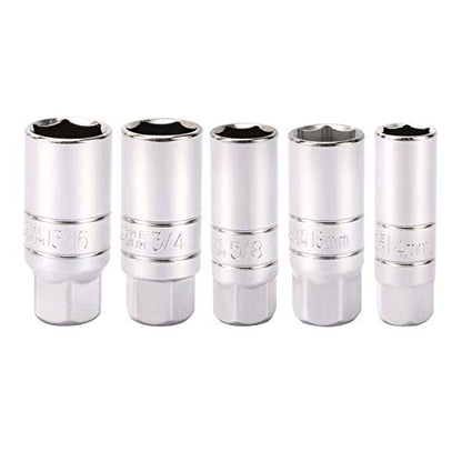 CASOMAN 3/8-Inch Drive Spark Plug Socket Set, 6-Point, 5/8-Inch, 3/4-Inch, 13/16-Inch, 14mm, 18mm, 5-Piece Set - size: 5-Piece Set