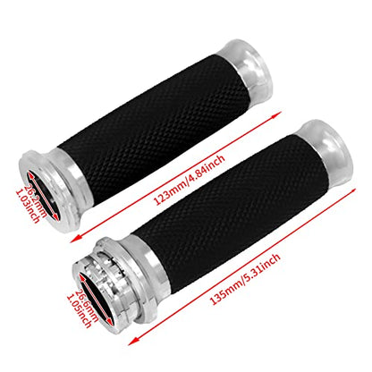 1 Inch Cable Throttle Handlebar Grips Motorcycle Hand Grips - color: #5 Chrome