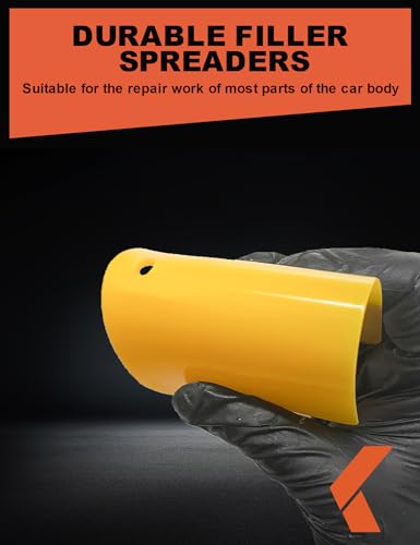 KREFINISH Body Filler Spreaders (Pack of 100) - 3" Yellow Reusable Plastic Spreader for Automotive Fillers, Putties, Glazes, Caulks and Paint - size: 3inch