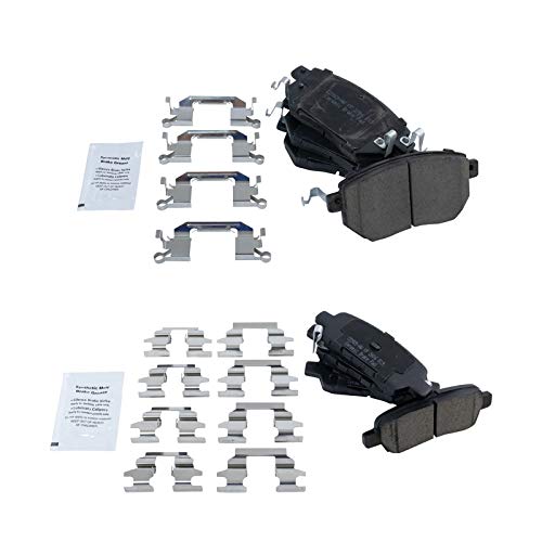 TRQ Front and Rear Brake Pads Ceramic - color: Ceramic, size: BFA12917