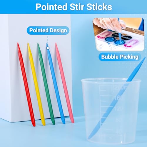 Gartful Resin Mixing Cups and Sticks, 70 Packs Epoxy Measuring Cups Kit - 20PCS 200ml Disposable Graduated Cups, 50PCS Pointed Stir Sticks for Mixing Paint, Stain, Epoxy, Resin - color: Clear cups+point stick, size: 200ml