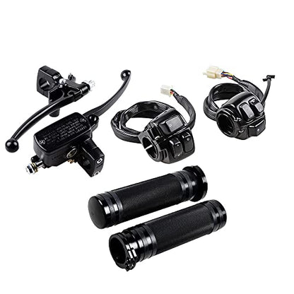 Motorcycle Switch Control + Brake Clutch Levers + Handlebar Grips - color: Black and Black Custom, size: Switch + Brake Clutch Levers + Handgrips