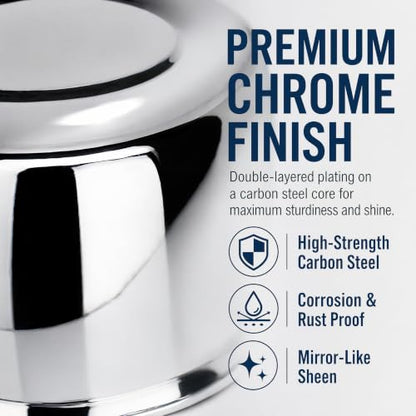 Trailer Wheel Center Caps, Push Through 3.19 Inch Chrome Plated Carbon Steel Hub Covers, for Truck RV Trailer Wheel Rims (4PCS, Silver)