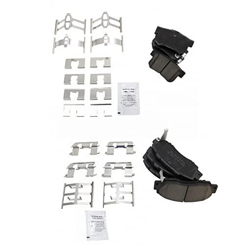 TRQ Front and Rear Brake Pad Set Ceramic Hardware - color: Ceramic, size: BFA12939