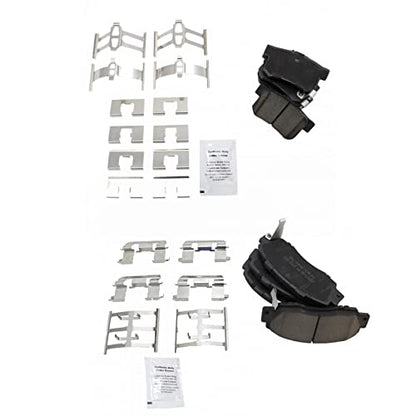 TRQ Front and Rear Brake Pad Set Ceramic Hardware - color: Ceramic, size: BFA12939