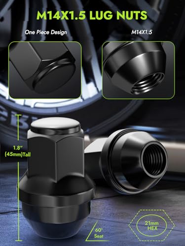 AUTOPTIM M14x1.5 OEM Lug Nuts - 24 Pcs Black for Ford Factory Style Wheel - color: Black, size: M14x1.5, style: 24 Pcs