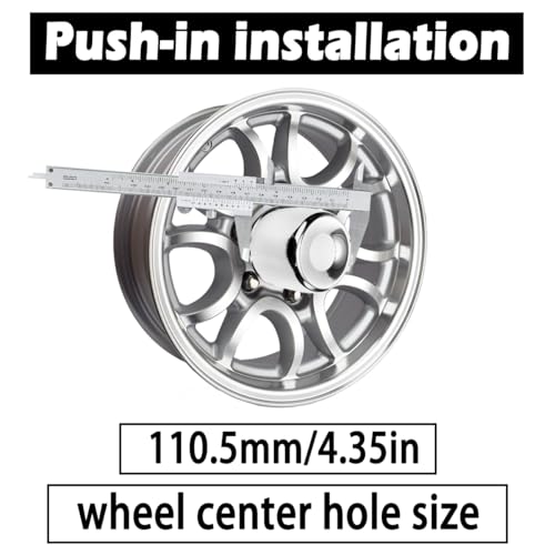 4Pcs 4.35" OD 3.72" H Push Through Trailer Wheel Center Cap for Rim - color: Chrome, size: 4.25" Hub 3.72" H