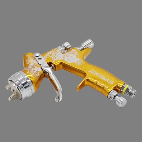 TE20 HVLP Air Spray Gun 1.3mm Nozzles, Car Paint Gun Sprayer,Forged Body, Anodised Finish，Paint Gun for Varnish and Top Coat, with Paint Sprayer Accessories (Gold) - style: Gold