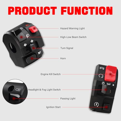 7/8" 22mm Motorcycle Handlebar Control Switches Left Right Vintage