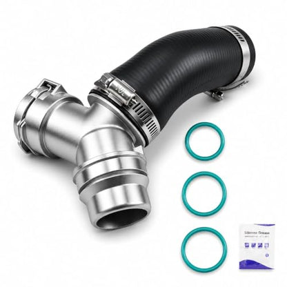 Upgraded Engine Heater Hose Aluminium T-Connector Pipe with Engine Radiator Coolant Hose O-Ring Seal Set Compatible with Ford F-150 Mustang Lincoln Mark Replace # DR3Z-8566-A - size: T-Connector Pipe&O-Ring