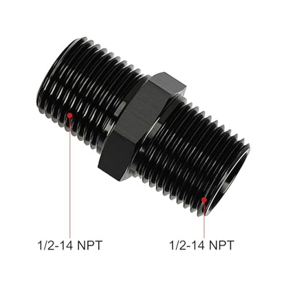 EVIL ENERGY 1/2"NPT Male to 1/2"NPT Male Thread Coupling Equal Hose Fitting Adapter Black Aluminum - size: 1/2 NPT