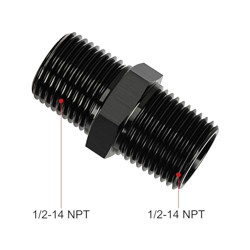 EVIL ENERGY 1/2"NPT Male to 1/2"NPT Male Thread Coupling Equal Hose Fitting Adapter Black Aluminum - size: 1/2 NPT