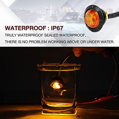 TMH 3/4 Inch Mount 10 pcs Amber + 10 pcs Red LED Clearance Bullet Side LED Marker Lights for Trailer Truck RV Car Bus Van (Pack of 20) - color: 10pcs Amber + 10pcs Red