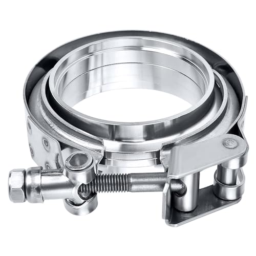 EVIL ENERGY V Band Clamp Quick Release Stainless Steel with Flange Male Female Mild Steel (3.0 Inch) - size: 3.0"