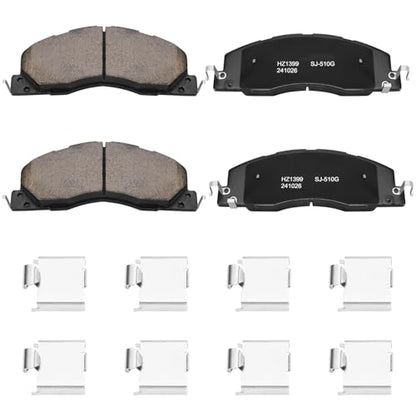 D1399 Front Ceramic Brake Pads Kit Fit For Dodge Ram 2500 2009-2010, For Dodge Ram 3500 2009-2010 ; For Ram 1500 2012, For Ram 2500 2011-2018, For Ram 3500 2011-2018 - style: HZ1399