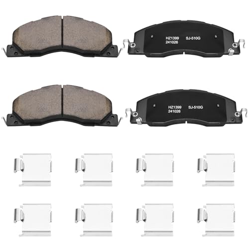 D1399 Front Ceramic Brake Pads Kit Fit For Dodge Ram 2500 2009-2010, For Dodge Ram 3500 2009-2010 ; For Ram 1500 2012, For Ram 2500 2011-2018, For Ram 3500 2011-2018 - style: HZ1399