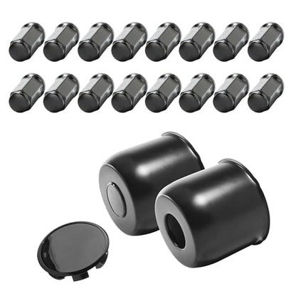 2 Pack 4.88" Push Through Trailer Wheel Center Caps & Lug Nuts - color: Matte Black
