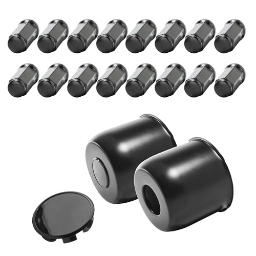 2 Pack 4.88" Push Through Trailer Wheel Center Caps & Lug Nuts - color: Matte Black