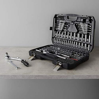 Amazon Basics 201-Piece Mechanic's Socket Tool Set With Case, SAE and Metric Sizes, Chrome-Vanadium Steel, Portable - size: 201 Piece