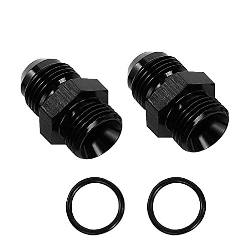 AC PERFORMANCE -4 AN Male Flare to -6 ORB Fitting Aluminum Black 2PCS - color: Black, size: 4AN to 6AN ORB - 2PCS