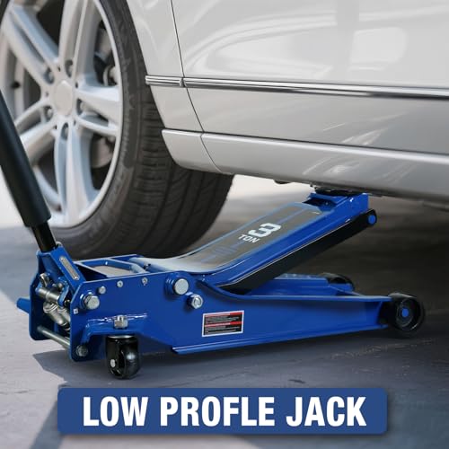 Floor Jack 3 Ton Extra Long Reach Hydraulic Low Profile Floor Jack with Dual Piston Quick Lift Pump, Home and Workshop Car Maintenance for Various Vehicles, 3 Ton (6,600 lbs) Capacity, Blue