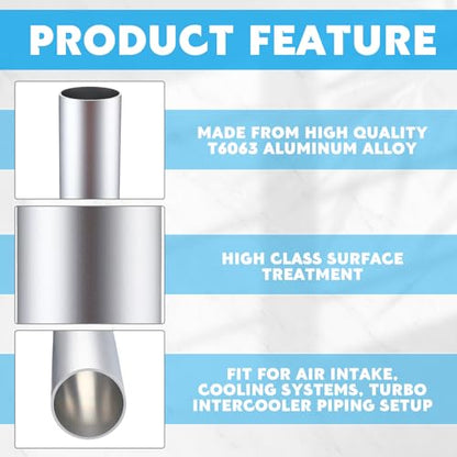 Hicarer 2 Pcs 2" (51mm) OD Straight Aluminum Pipe Tube - size: 2" (51mm) Od