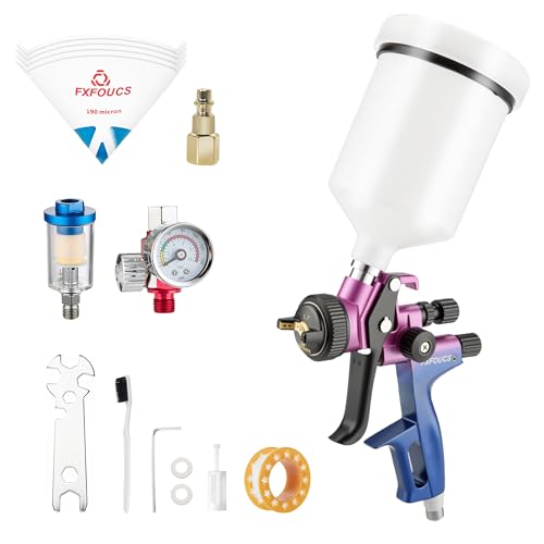 HVLP Air Spray Gun Kit 1.7mm, Professional Automotive Paint Sprayer - color: Purple-blue, size: 1.7mm