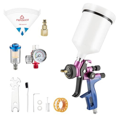 HVLP Air Spray Gun Kit 1.7mm, Professional Automotive Paint Sprayer - color: Purple-blue, size: 1.7mm