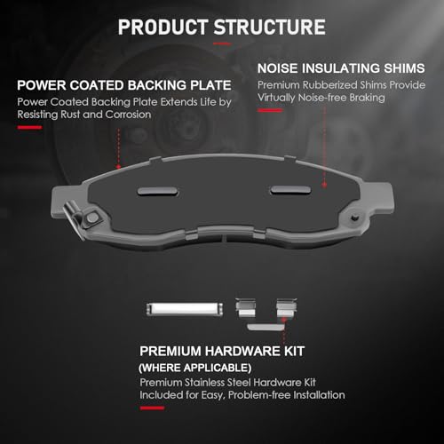 CCIYU D1015 D1041 Ceramic Front & Rear Brake Pad Set - size: Front[D1015] + Rear[D1041]
