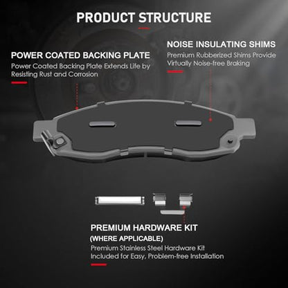 CCIYU D1015 D1041 Ceramic Front & Rear Brake Pad Set - size: Front[D1015] + Rear[D1041]