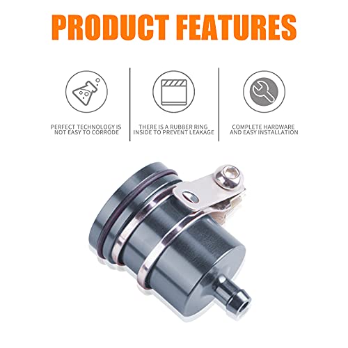 Universal Motorcycle Aluminum Brake Fluid Reservoir Oil Cup Fit For Yamaha Kawasaki Honda Suzuki BMW and more (Grey) - color: gray