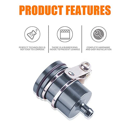 Universal Motorcycle Aluminum Brake Fluid Reservoir Oil Cup Fit For Yamaha Kawasaki Honda Suzuki BMW and more (Grey) - color: gray