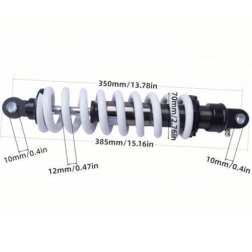350mm 13.8“ Rear Shock Absorber 12mm Heavy-Duty Spring Max Load 800lbs for Dirt Bike Pit Bike ATV Quad Go Kart Fits Most 50cc–250cc