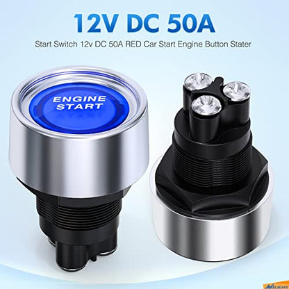 Nilight Start Engine Button 12V DC 50A Blue - color: Blue Start Engine Button