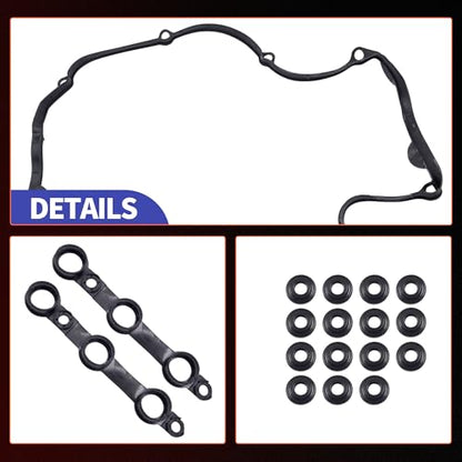HiSport 11121726537 Valve Cover Gasket Set for 2.5L 2.8L 3.0L - color: SKVS50631R