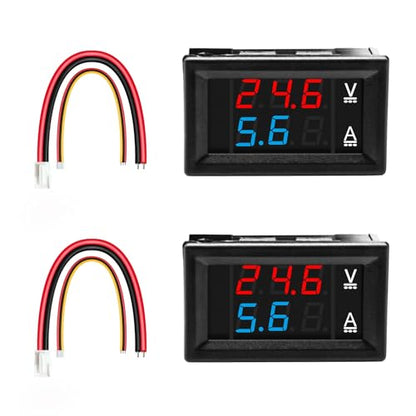 2Pack 0.28" Digital Voltmeter Ammeter DC 0-100V 10A, Red & Blue Dual LED