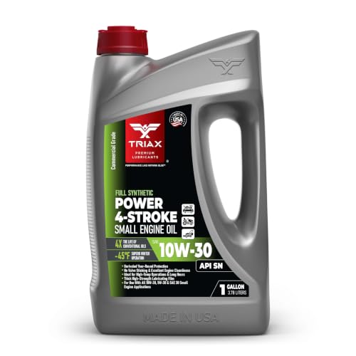 TRIAX Power 4-Stroke 10W-30 Full Synthetic 4-Cycle Small Engine Motor Oil | For Lawnmower, Generator, Tractor, Log Splitter, Snow Blower, Pressure Washer, Cement Mixer, and More (1 Gallon) - size: 1 Gallon
