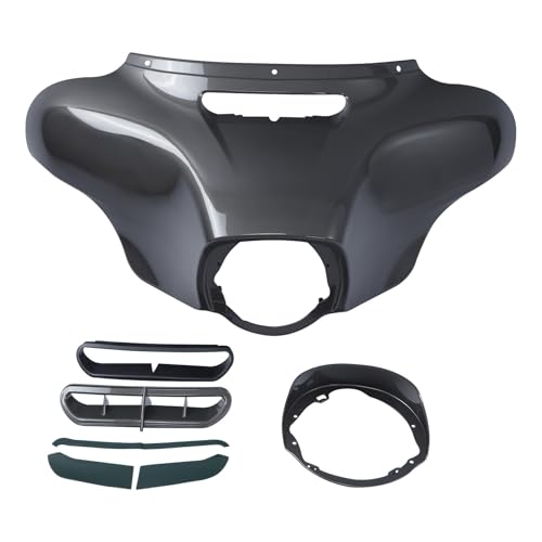 HR3 Industrial Gray Batwing Outer Fairing Body + Vent Trim Compatible with 2014-2023 Harley Touring Electra Glide Street Glide Ultra Limited - color: Industrial Gray